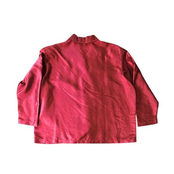 N Touch Metallic Red Long Sleeve Button Down Blouse Top 3XL Career Office - Picture 2 of 6